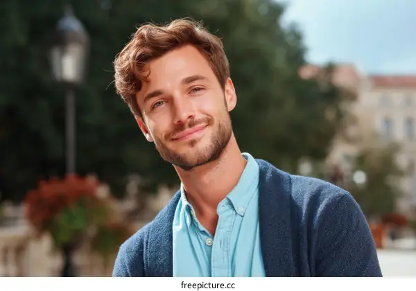 Portrait of a Smiling Man Outdoors