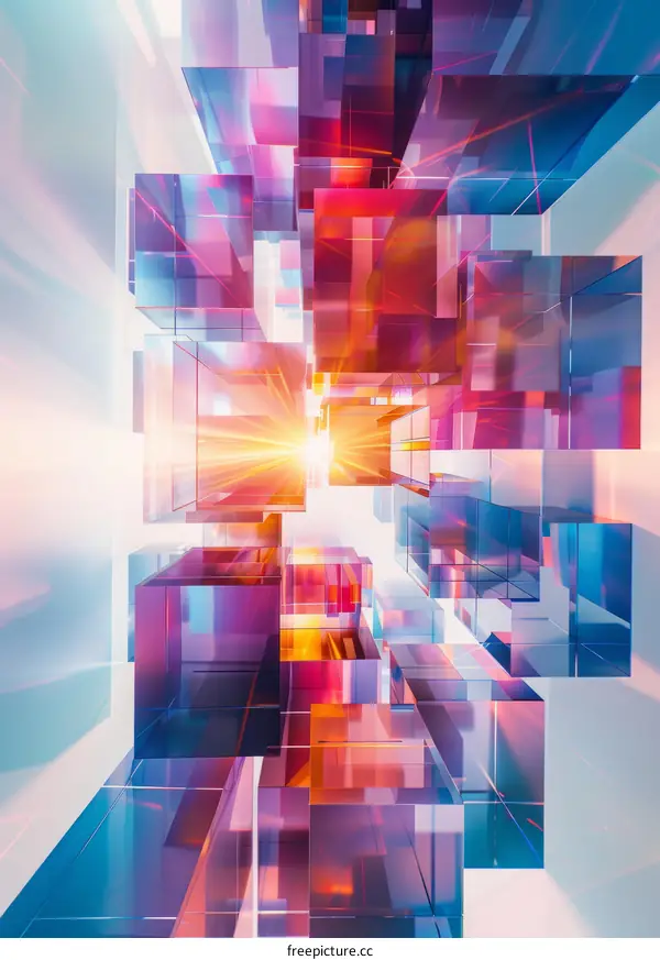 Colorful Glass Blocks with Glowing Light