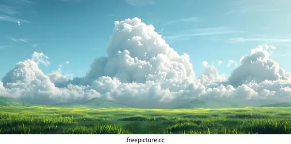 Green rolling hills under a blue sky with white clouds