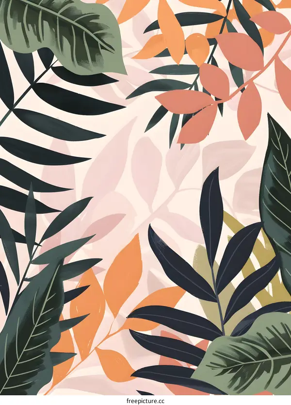 Abstract Tropical Leaves Illustration
