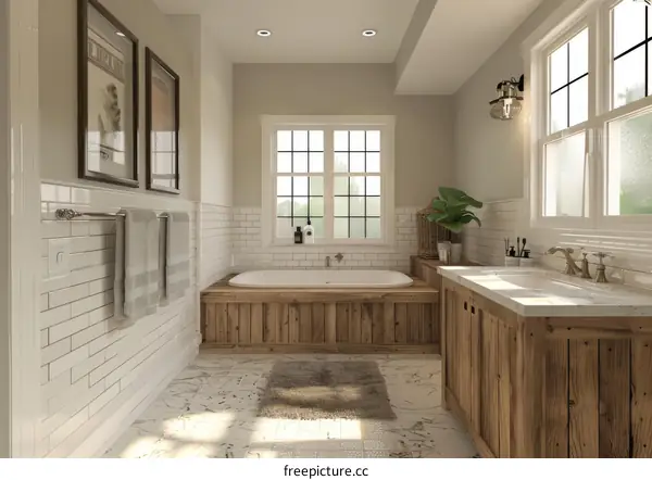 Ikea Style Bathroom Decor Including Bathtub, Sink, and Mirror