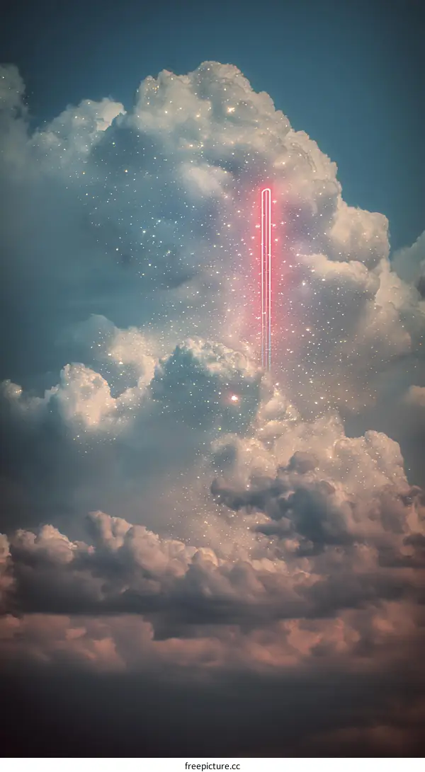 Starry Cloud Sky with Neon Light
