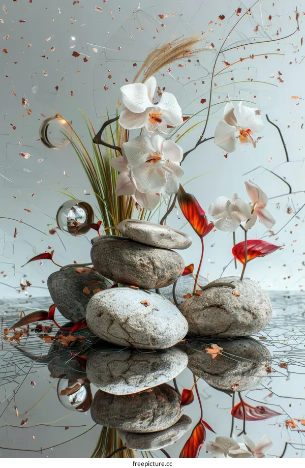 Stones and Orchids: A Zen Garden of Harmony and Peace