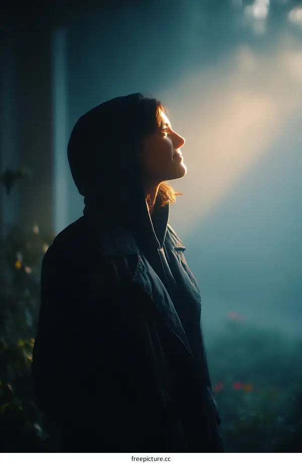 A Woman Gazing at the Sunrise in a Dark Jacket