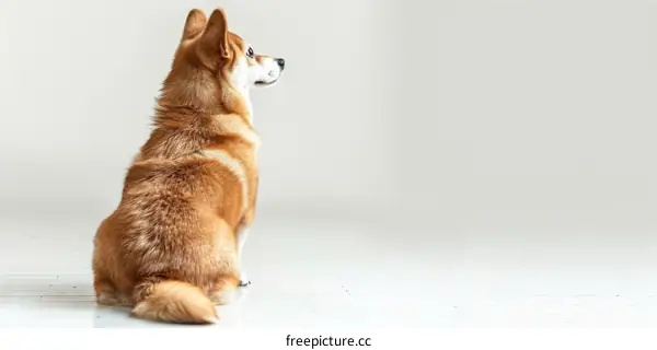 A cute corgi sitting on the floor