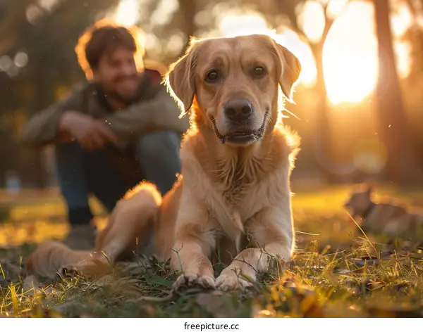 Man and his best friend in the park