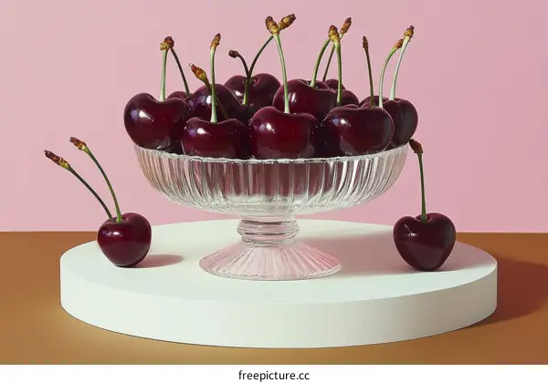 Still Life with Cherries in Glass Bowl