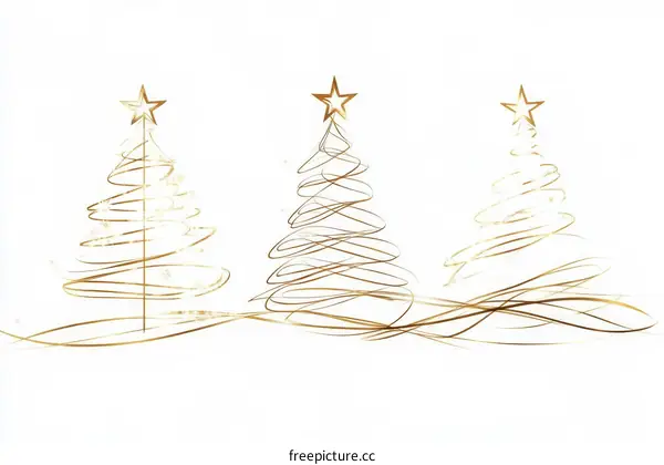 Christmas Trees Abstract Gold Design