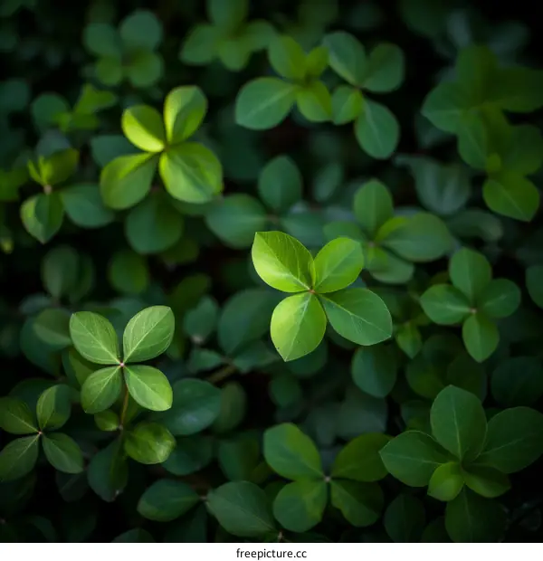 Close-up of green leaves with four leaves