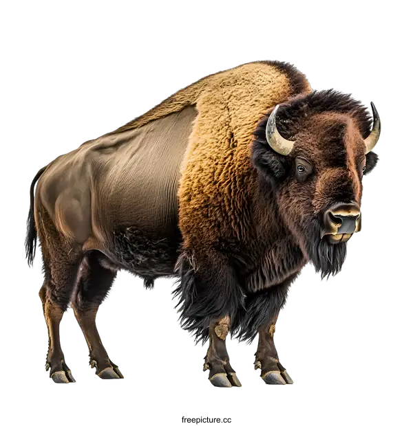 [Transparent Background PNG]American Bison Standing on a White Background