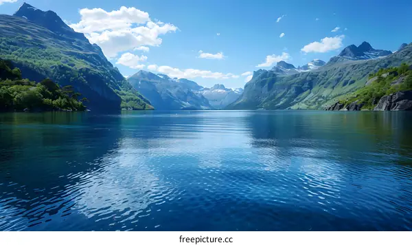 Mountains and lake landscape