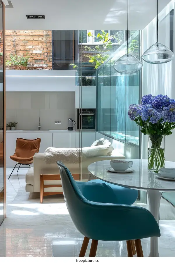 Modern Open-Plan Living Area with Courtyard Views