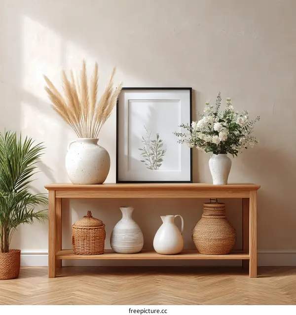 Cozy Living Room Console Table Decor Illustration
