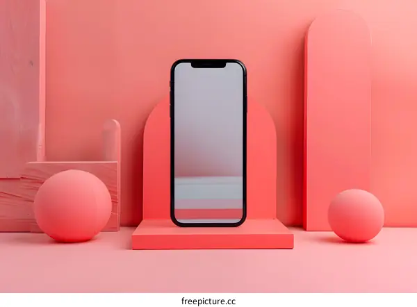 Minimalist Phone Mockup on Pink Background