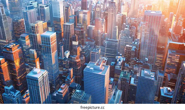 A Cityscape of Towering Structures and Glass Facades