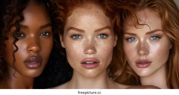 Portrait of Three Women with Different Skin Tones