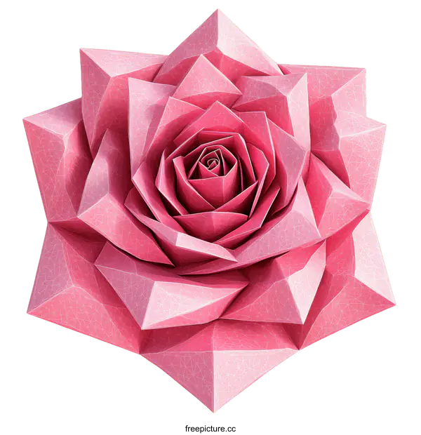 [Transparent Background PNG]Geometric Origami Rose Design