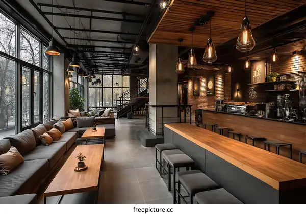 Modern Industrial Coffee Shop Interior Design