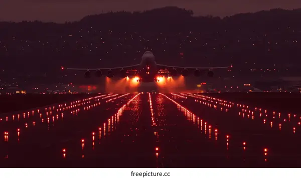 Night Landing of a Large Cargo Plane