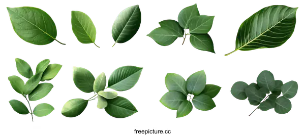 [Transparent Background PNG]Collection of Fresh Green Leaves