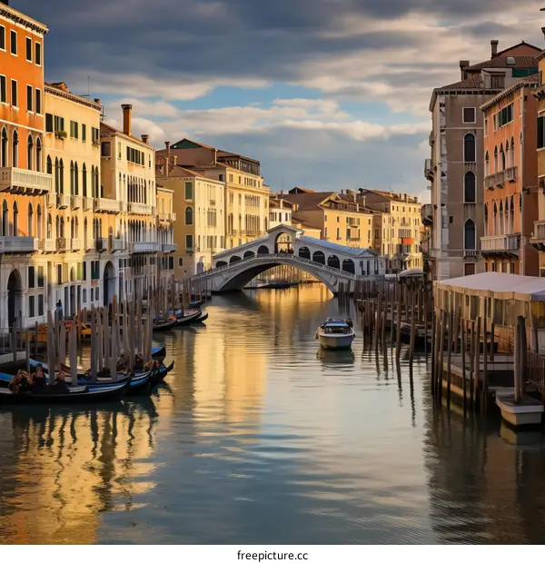 A view of the Rialto Bridge in Venice, Italy