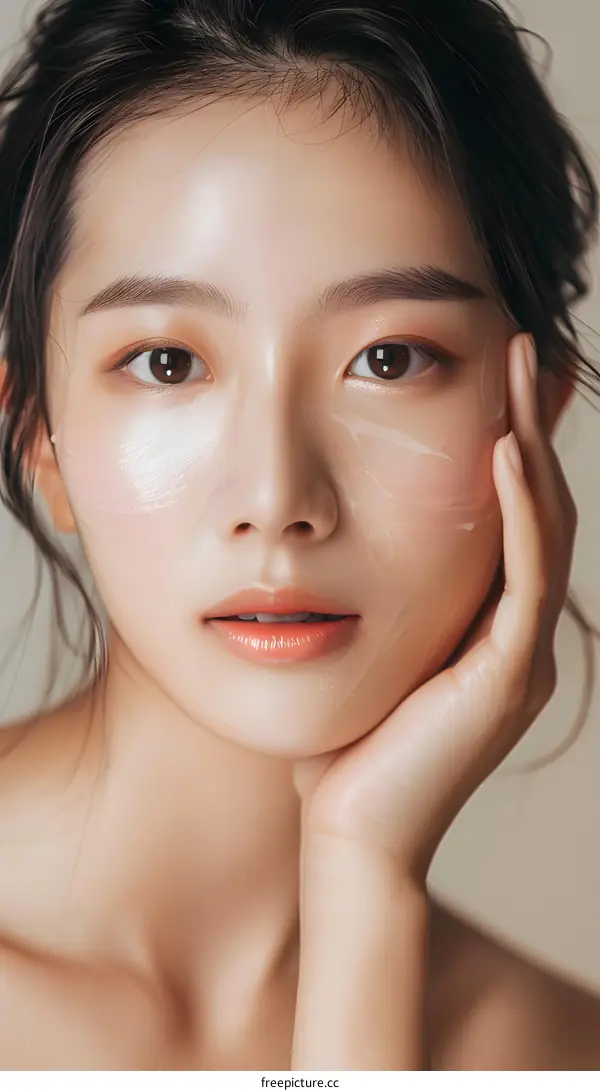 Closeup Portrait of a Young Woman with Makeup