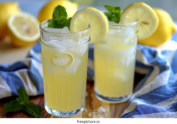 Refreshing Summer Lemonade with Mint and Lemon Slices