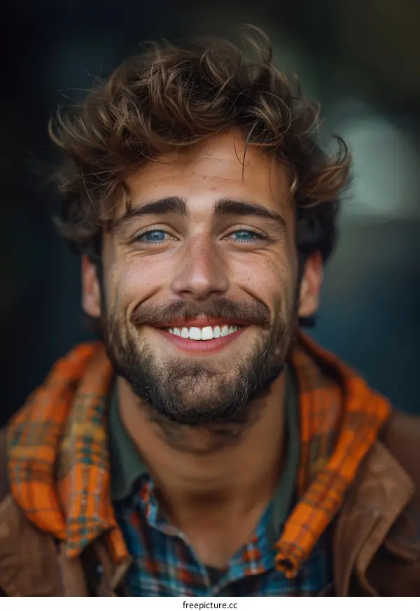 Close-up Portrait of a Caucasian Man with a Smile