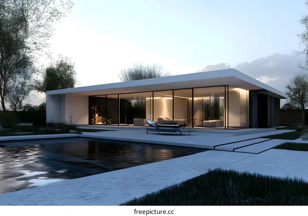 Modern Minimalist House with Pool and Glass Walls