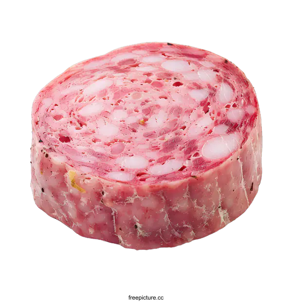 [Transparent Background PNG]Slice of smoked sausage on white background
