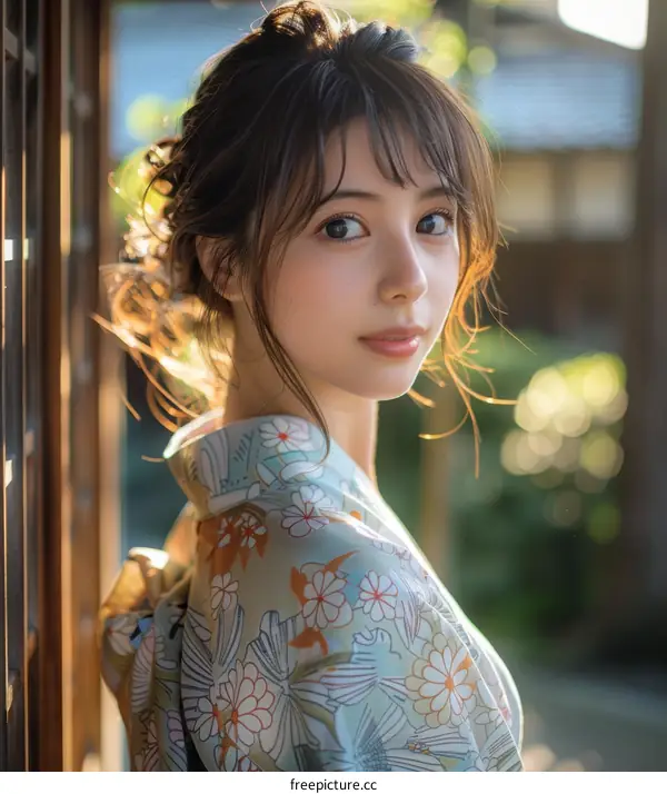 Beautiful Asian Woman in Traditional Japanese Kimono