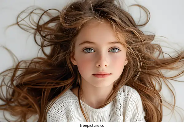 Girl with Long Hair Lying Down