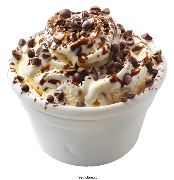 [Transparent Background PNG]A cup of ice cream with chocolate chips