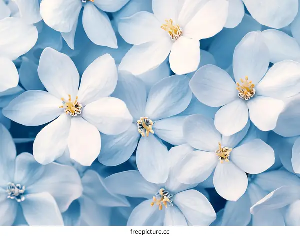 Close-up View of Delicate Light Blue Flowers
