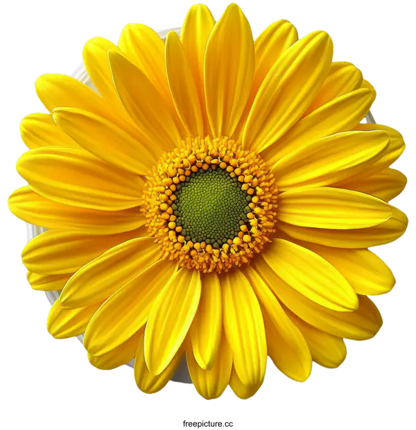 [Transparent Background PNG]Closeup of a Vibrant Yellow Gerbera Daisy