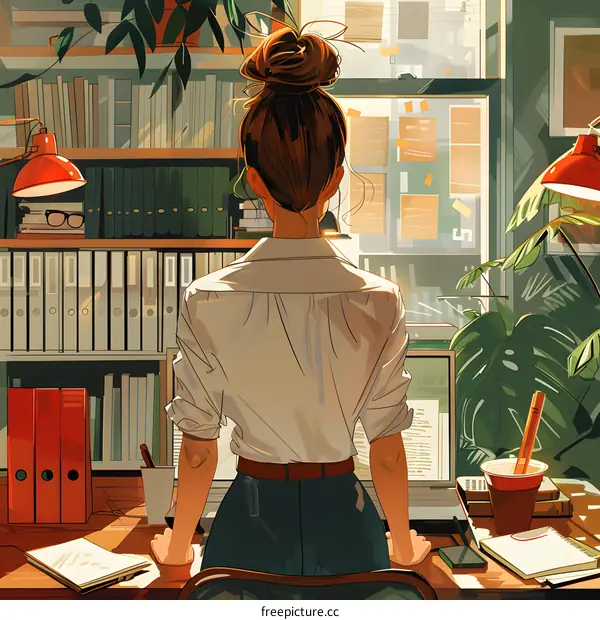 Woman Working from Home Office