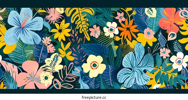 Tropical Floral Pattern Seamless Background