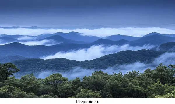 Misty Mountain Range at Dawn