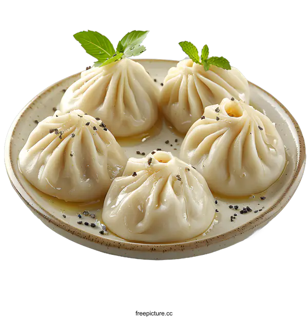 [Transparent Background PNG]Steamed dumplings on plate