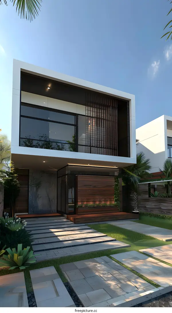 Modern Two Story Home With Stone Exterior