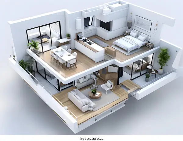 Isometric modern house interior