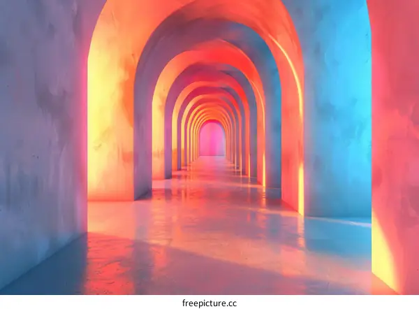 Futuristic Pink and Blue Sci-Fi Corridor