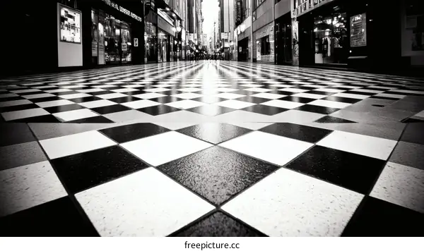 Checkered Floor Pattern in a City Street