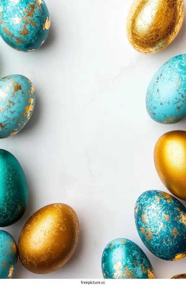 Decorated Easter Eggs on a White Background