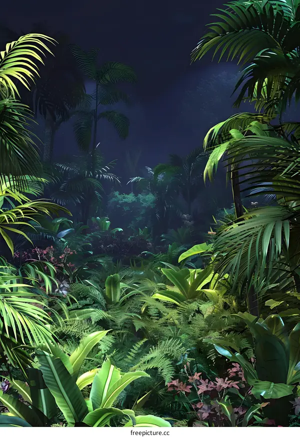Tropical Rainforest Night Scene