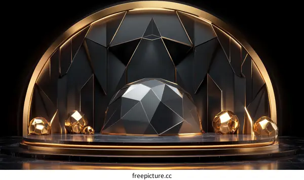 Geometric Black and Gold Display Stand
