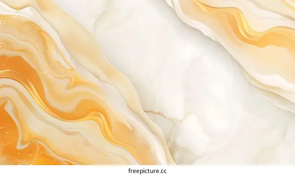 Abstract Marble Background with White and Gold Swirls