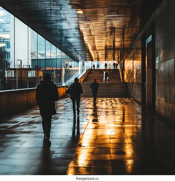 People Walking in a Modern City Underpass