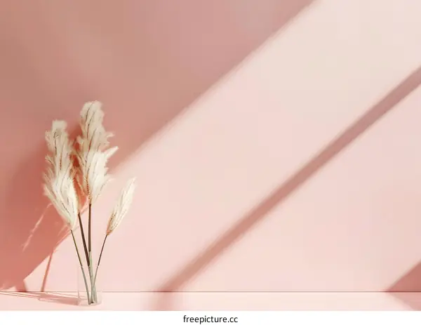 Dried Flowers in a Vase on a Pink Background