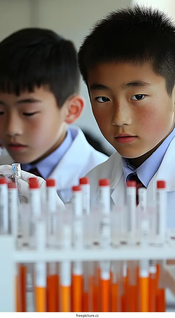 Two Asian Boys in a Lab Setting